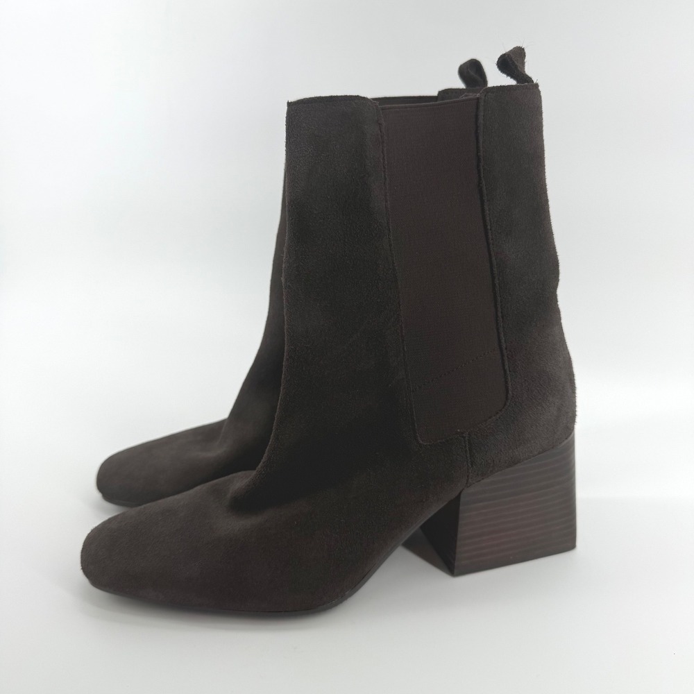 Blondo Selena Brown Waterproof Suede Chelsea Boots Square Toe Block Heel 10M‎